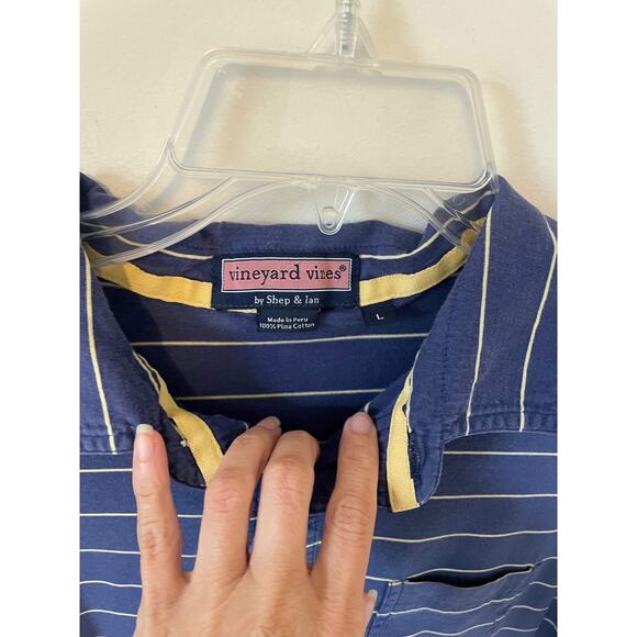 Vineyard Vines Striped Cotton Soft Polo Shirt Purple Blue Size Large - Picture 3 of 7